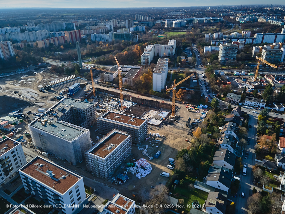 19.11.2021 - Luftbilder von der Baustelle Alexisquartier und Pandion Verde in Neuperlach